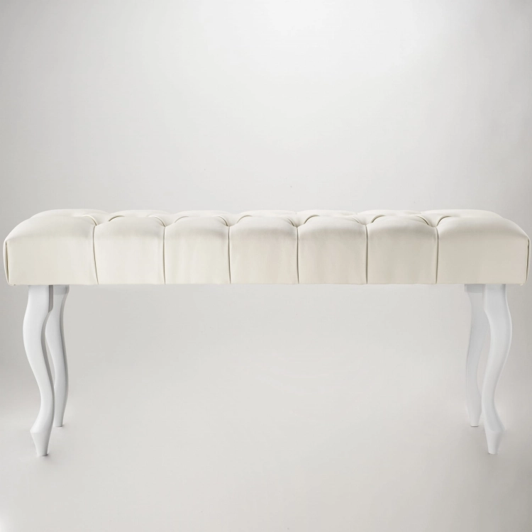 banc matelassé en cuir crème pour le couloir, meuble élégant et pratique