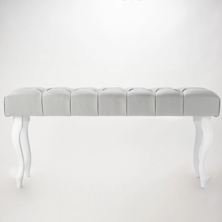 Banc Chesterfield en cuir gris, matelassé, style classique