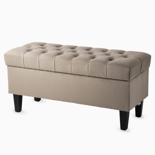 Grand pouf matelassé au lait avec rangement