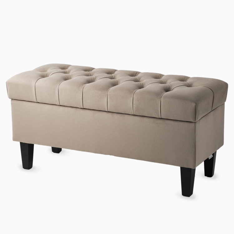 Grand pouf matelassé au lait avec rangement
