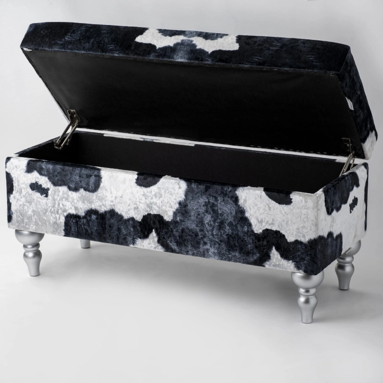 Pouf rembourré avec rangement motif vache