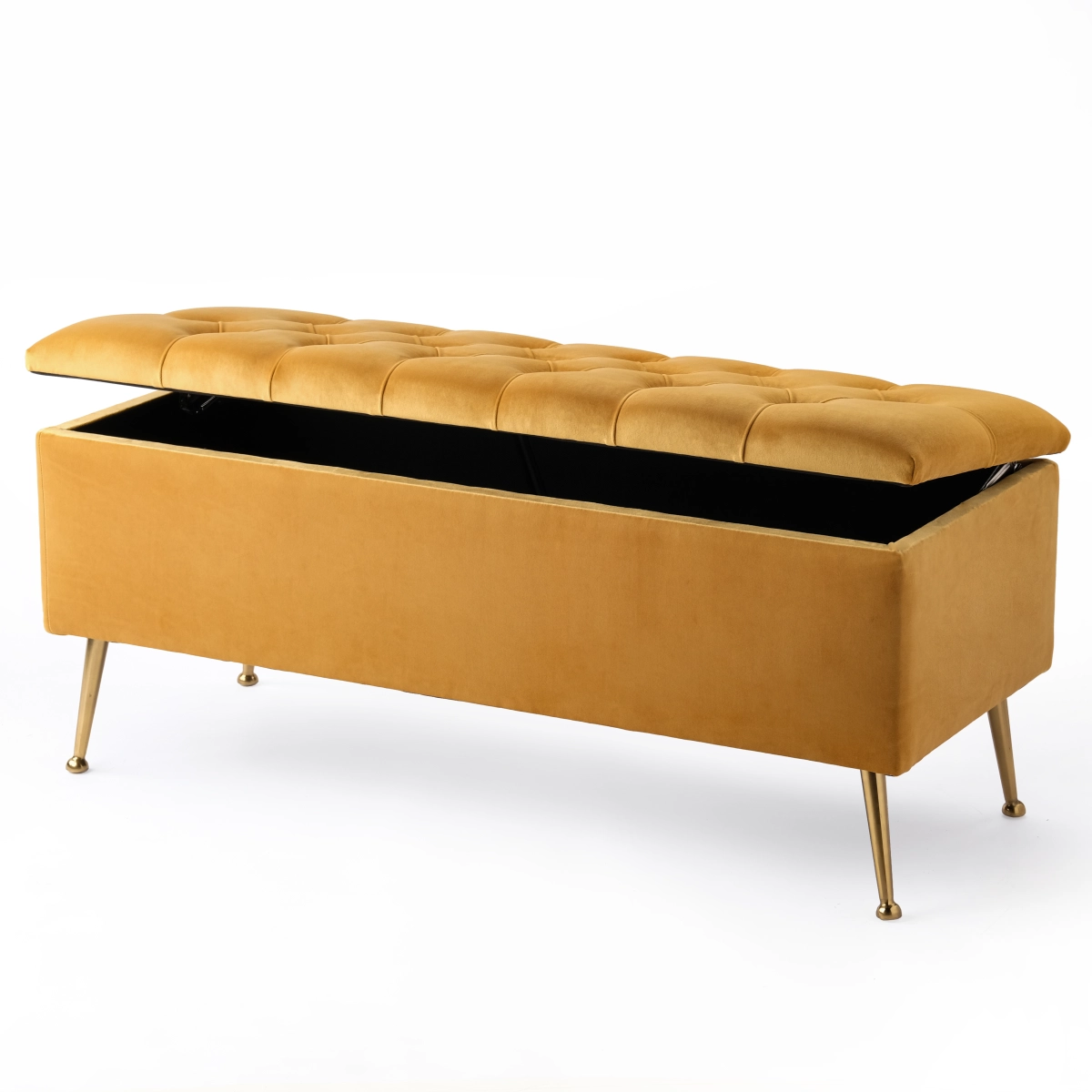 Pouf papaye matelassé élégant avec rangement, meuble pratique et confortable