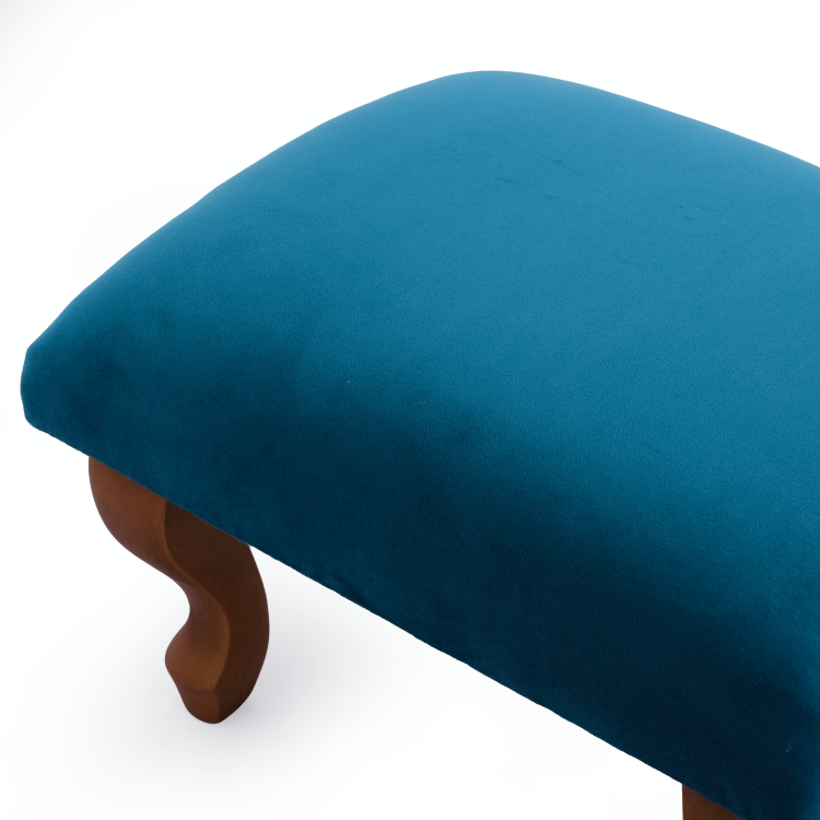 Repose-pieds élégant rembourré bleu, confort et esthétique en un