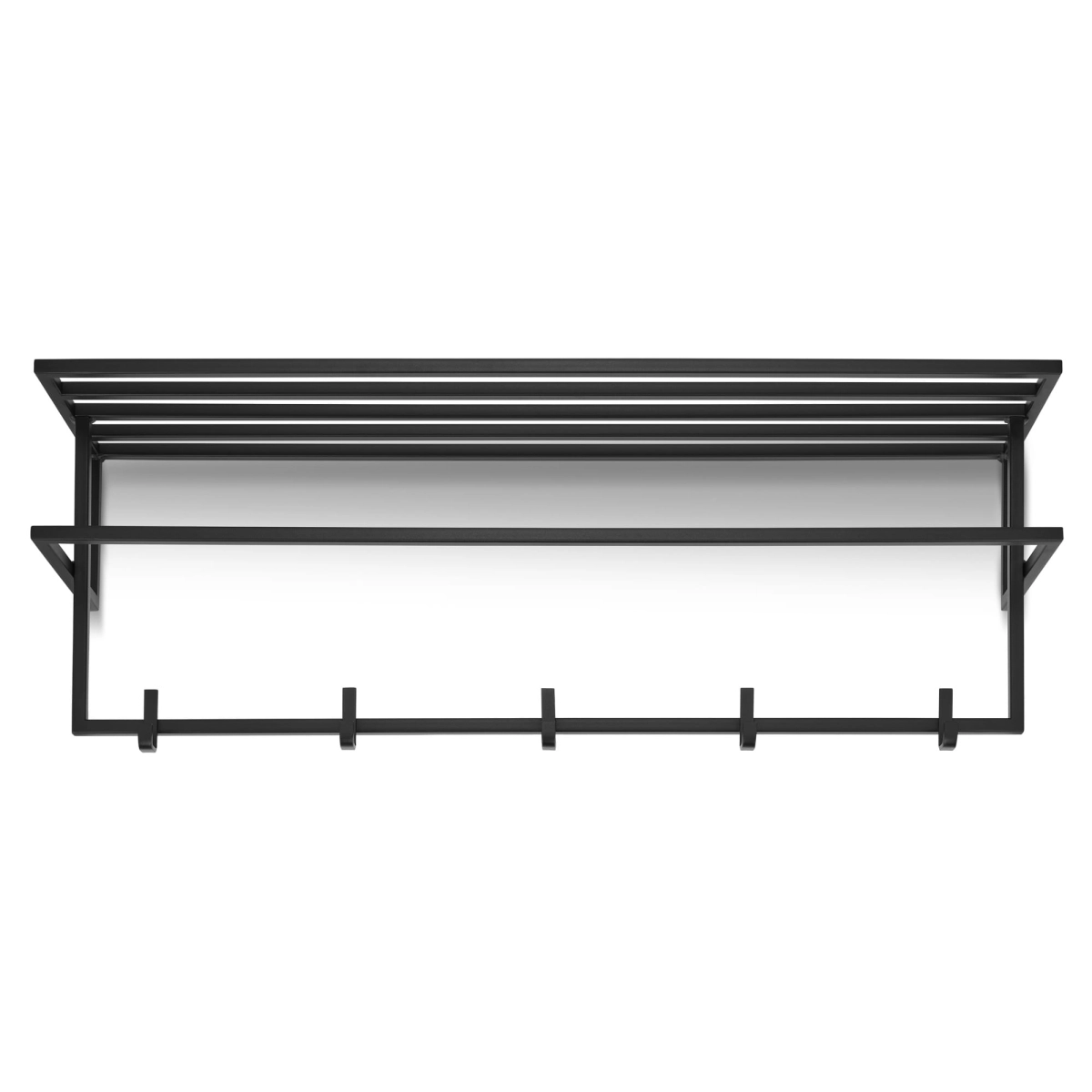 Porte-manteau mural noir avec étagère en acier pour couloir