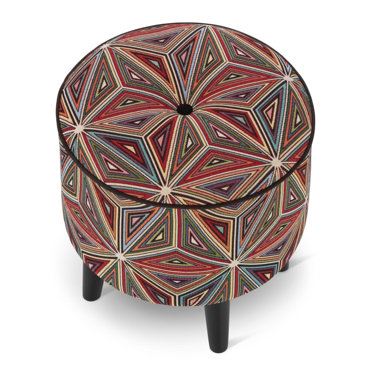 pouf rond à motifs géométriques