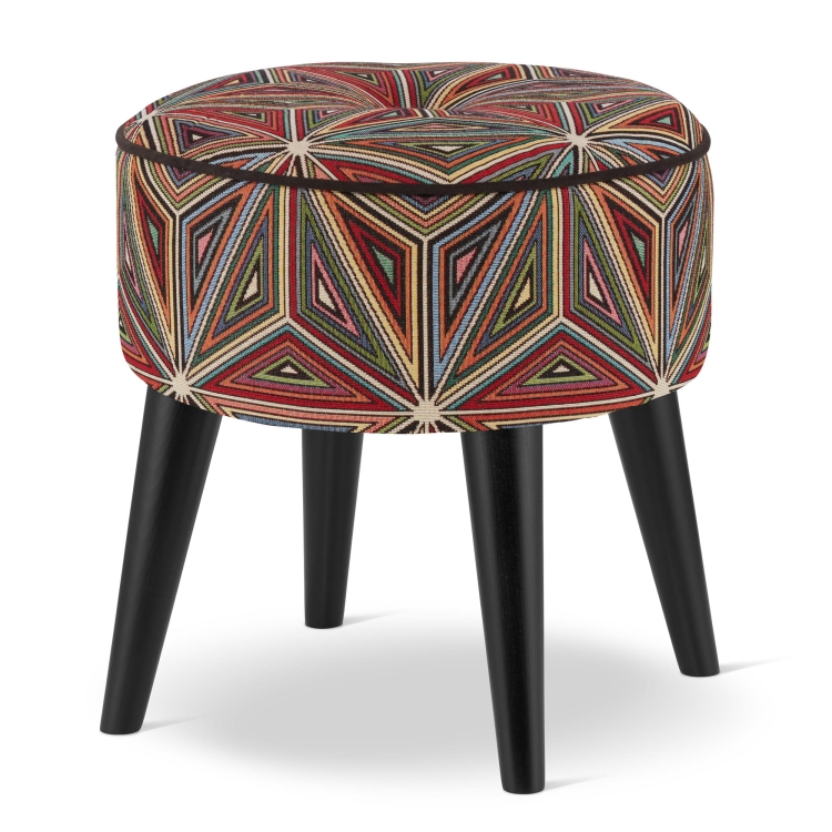 pouf rond à motifs géométriques