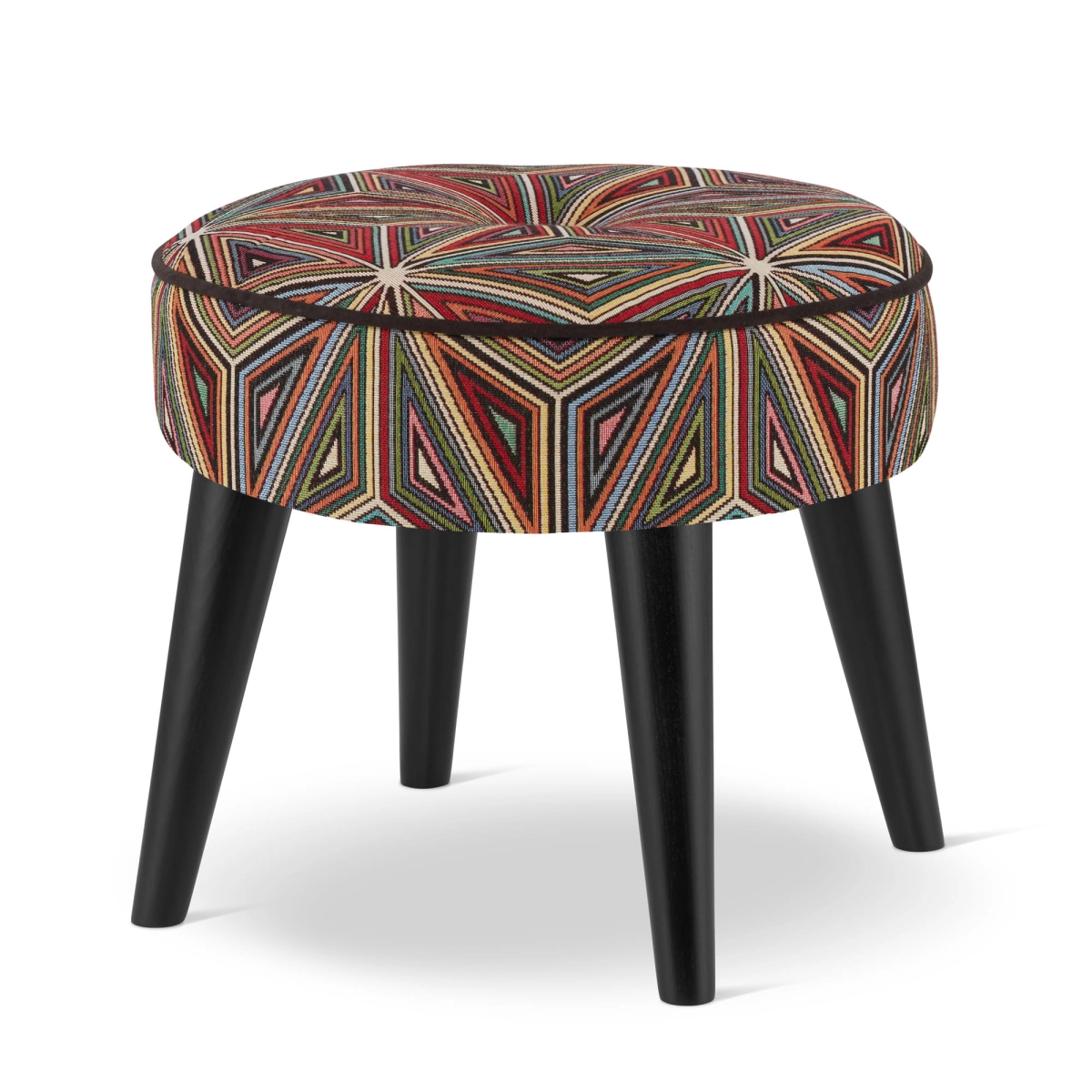 pouf rond à motifs géométriques