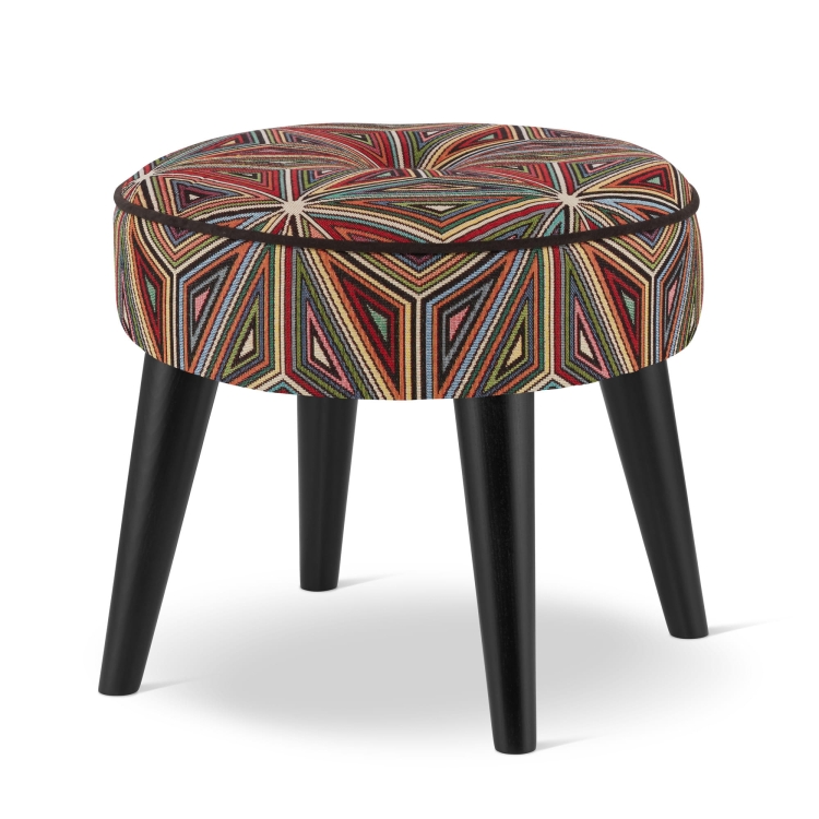 pouf rond à motifs géométriques