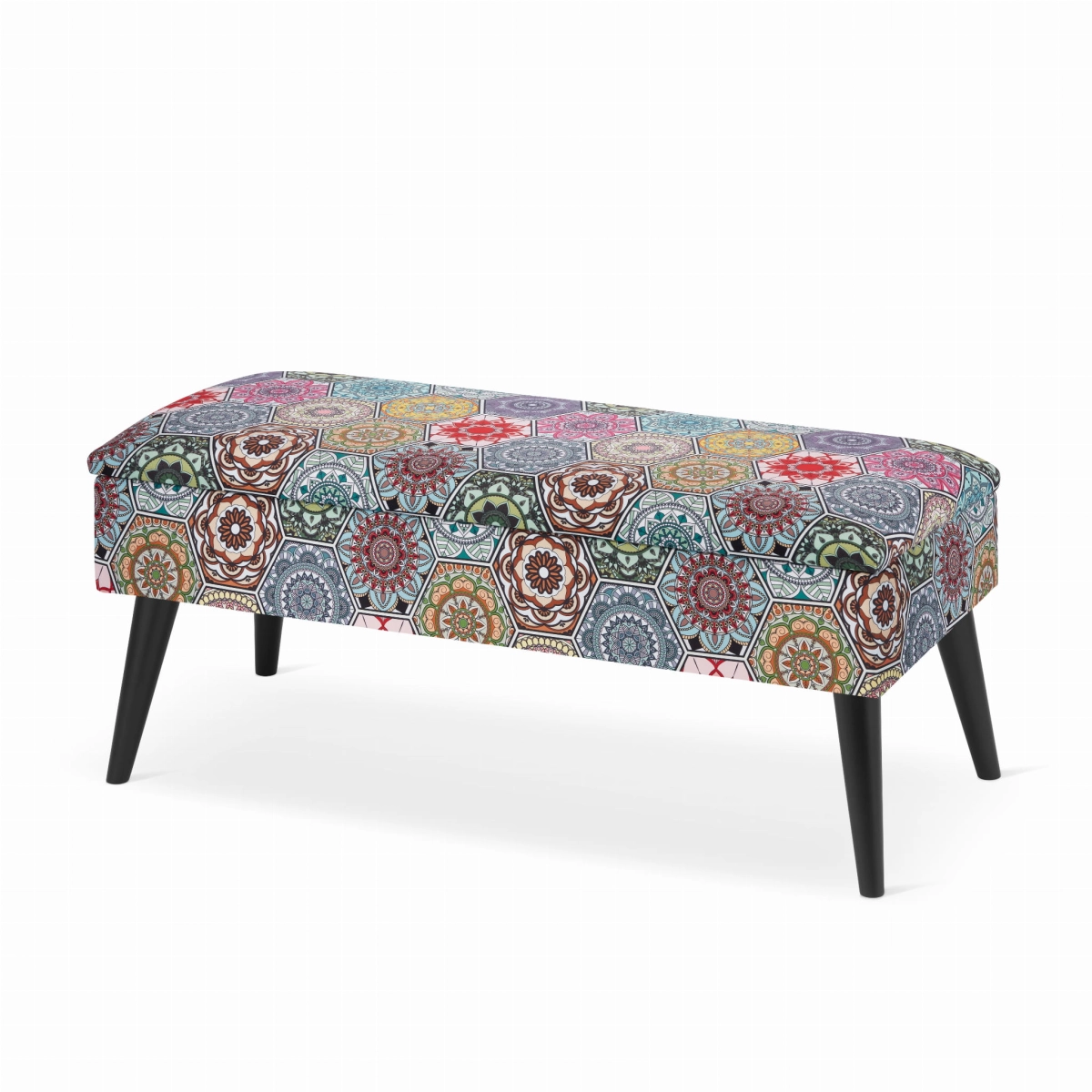 pouf rembourré à motifs avec rangement