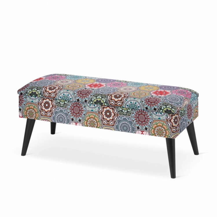 pouf rembourré à motifs avec rangement