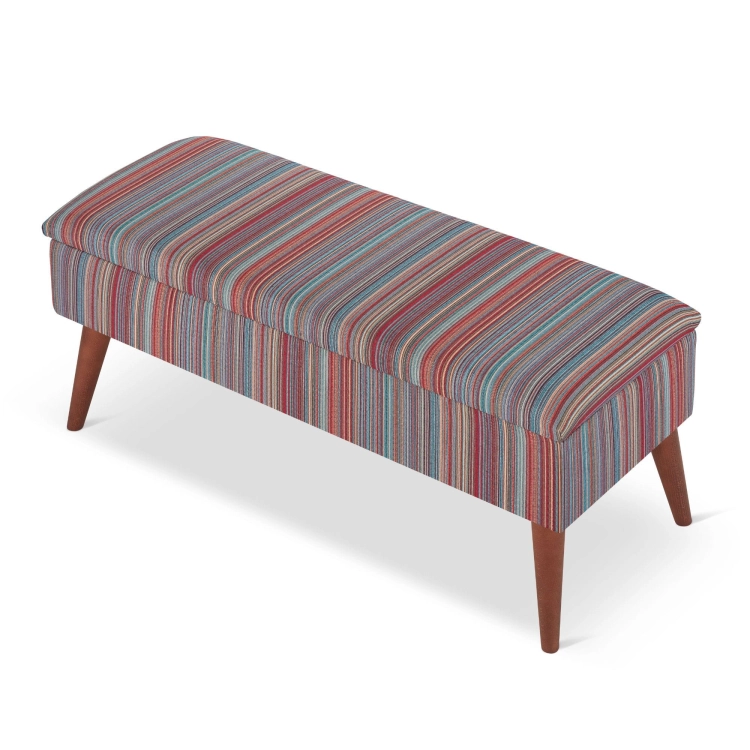 banc avec rangement à rayures colorées