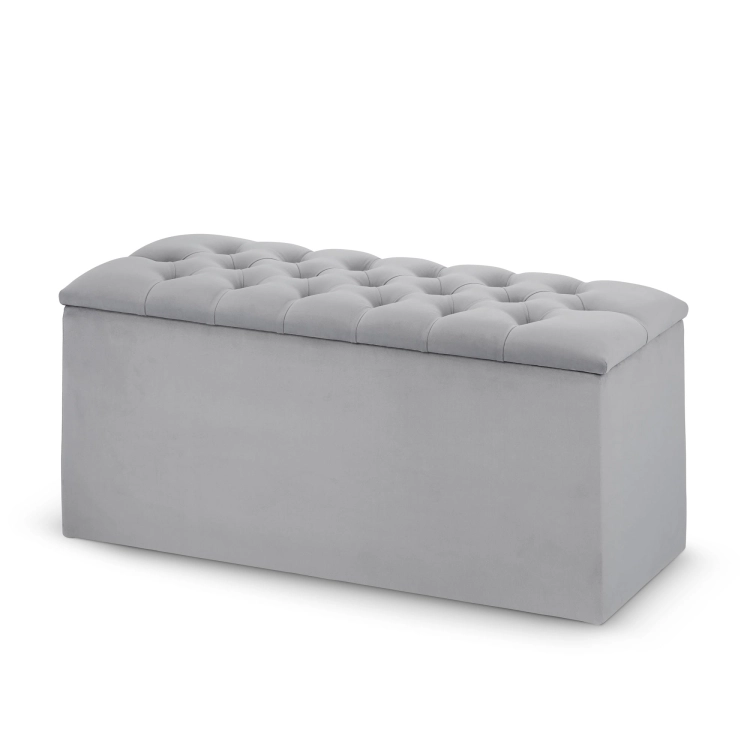 pouf matelassé avec rangement, grand coffre avec assise