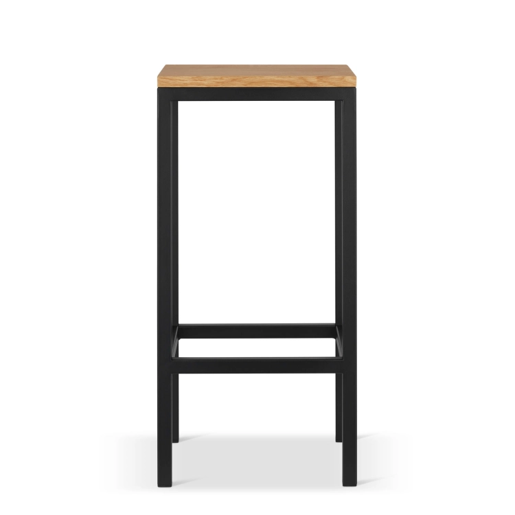tabouret en métal avec assise en bois