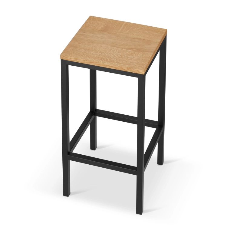 tabouret en métal avec assise en bois