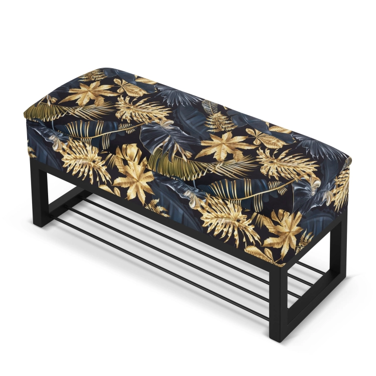 un pouf à motifs avec espace pour chaussures de style loft