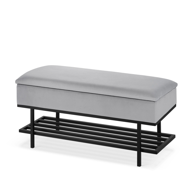 coffre gris avec étagère à chaussures