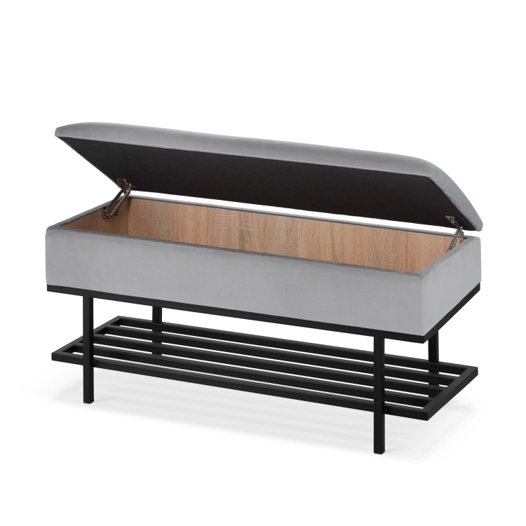 coffre gris avec étagère à chaussures