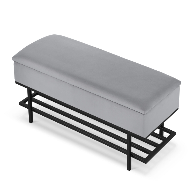 coffre gris avec étagère à chaussures