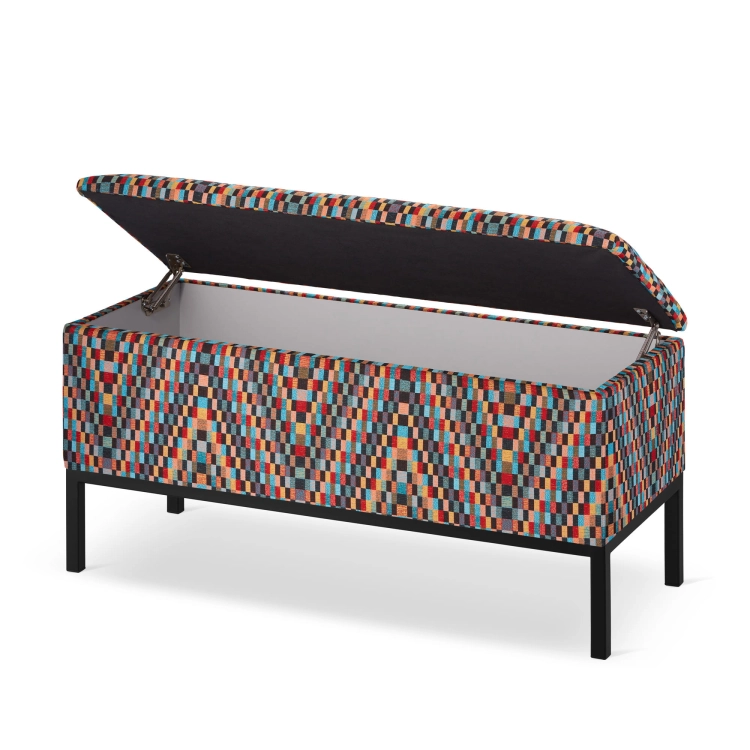 banc à motifs avec rangement pour le couloir