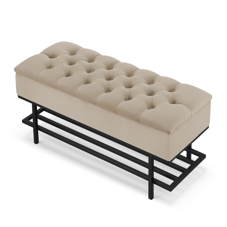 Banc Latte avec assise matelassée et structure en métal