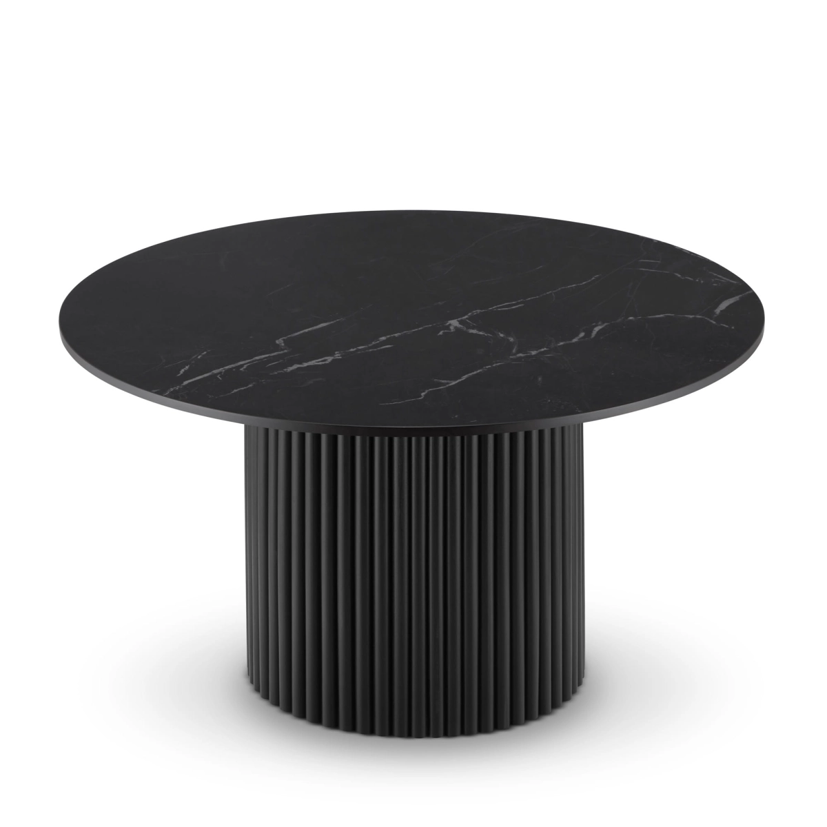Table ronde noire avec plateau en pierre