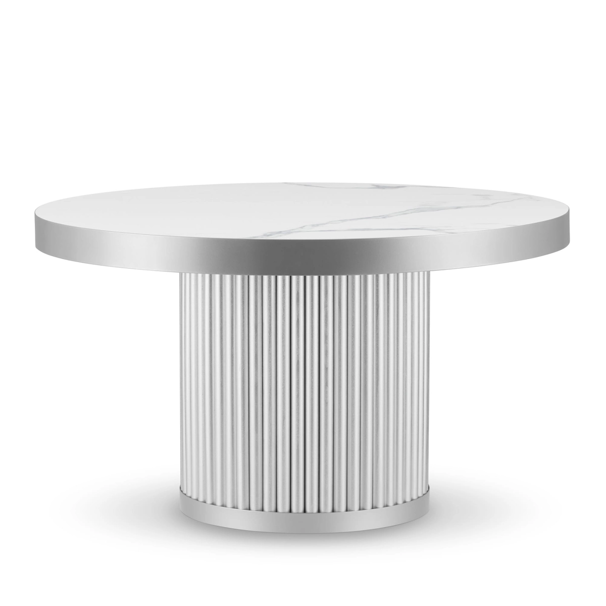 table basse en pierre avec plateau blanc