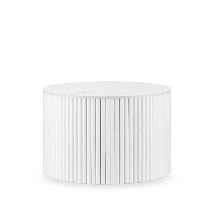 table blanche avec plateau en pierre
