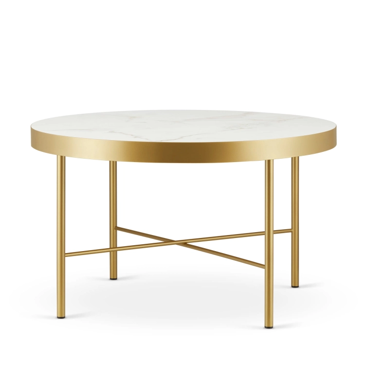 Table basse avec plateau en marbre et base dorée spectaculaire pour le salon