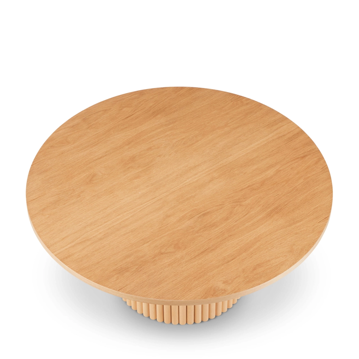 Table basse moderne en bois avec base rainurée