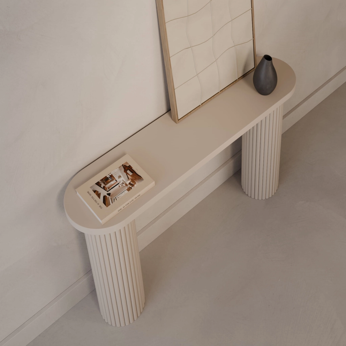 Console de couloir en cachemire avec pieds cannelés