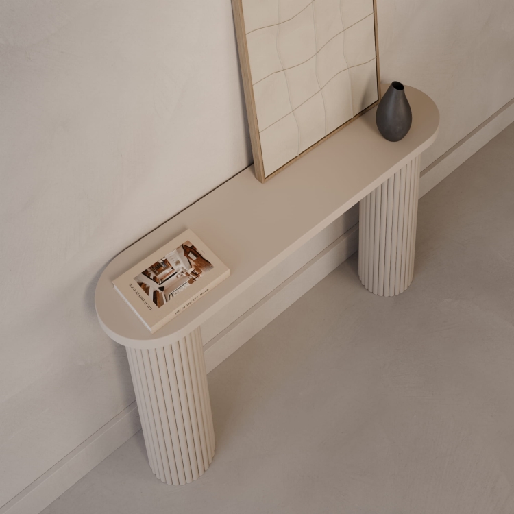 Console de couloir en cachemire avec pieds cannelés