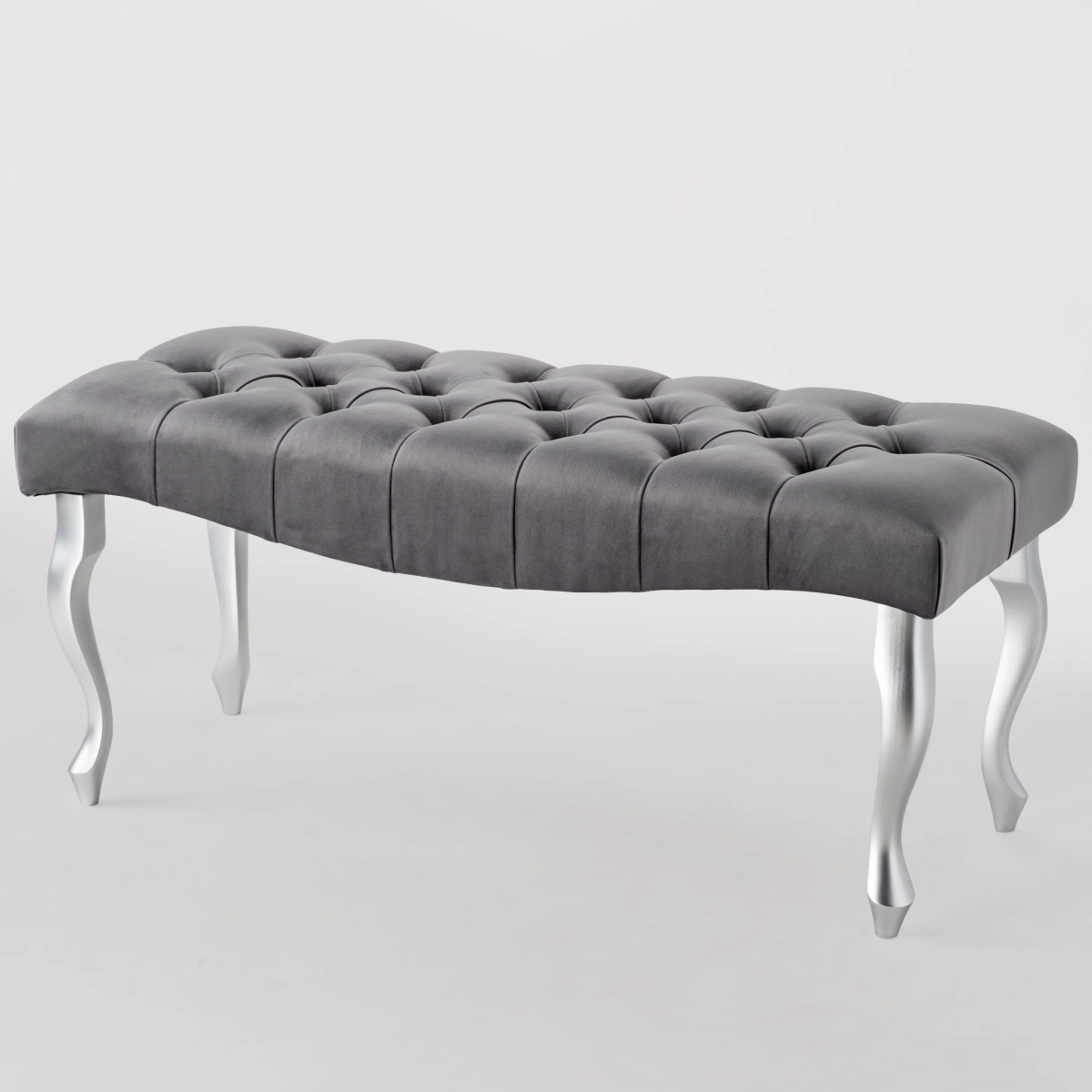 banc avec assise matelassée et pieds blancs