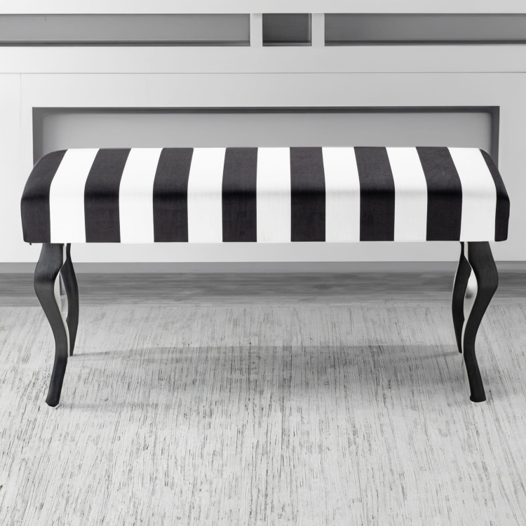 Banc rembourré à motifs rayés