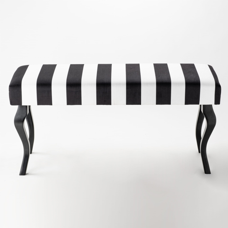 Banc rembourré à motifs rayés