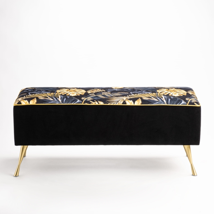 Banc rembourré de style glamour avec bordure dorée