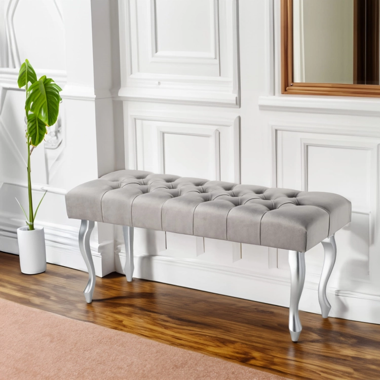 banc d'entrée capitonné gris Flurbank