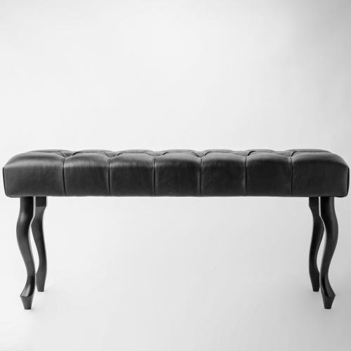 Banc en cuir matelassé noir