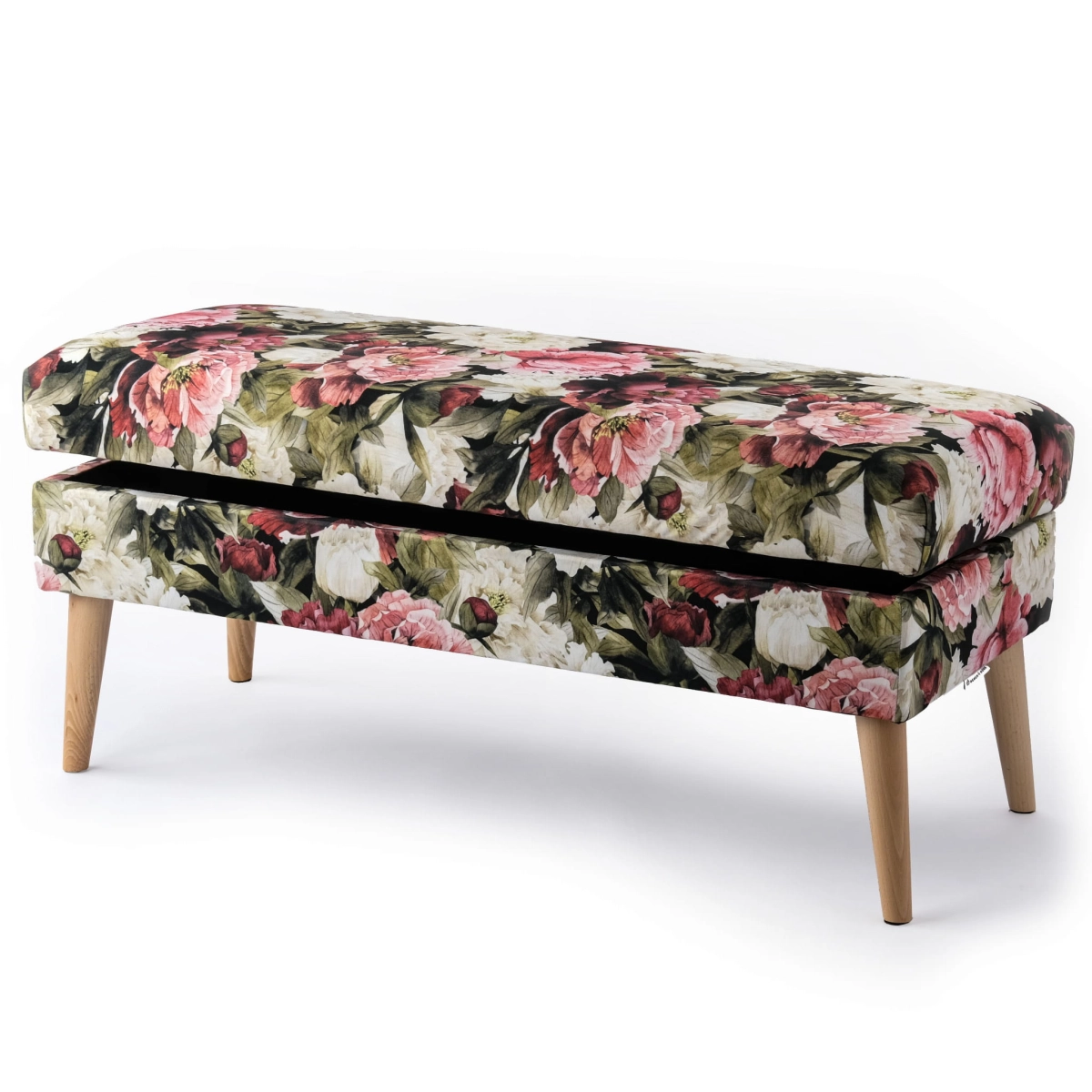 Pouf avec rangement en tissu fleuri