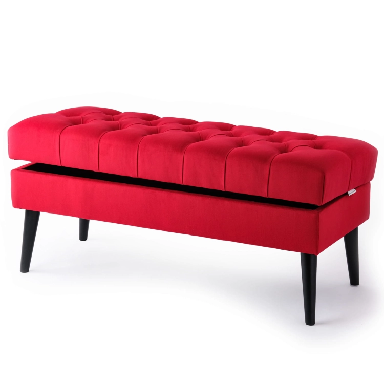 pouf rouge avec rangement pour la chambre