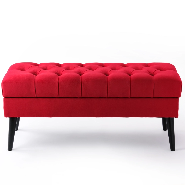 pouf rouge avec rangement