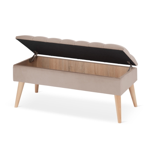 Pouf matelassé latte avec rangement