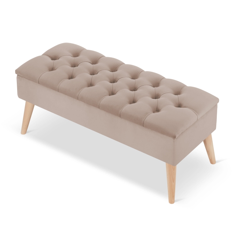 Pouf matelassé élégant en latte avec rangement, un meuble pratique pour l'intérieur