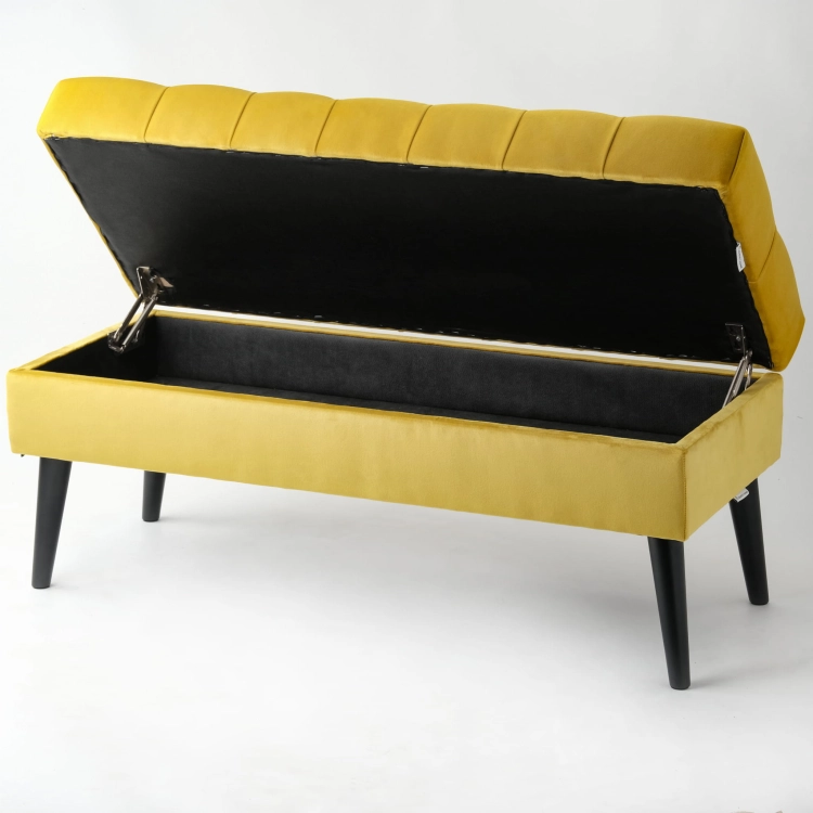 Banc ouvrable couleur miel avec rangement, un équipement confortable et esthétique