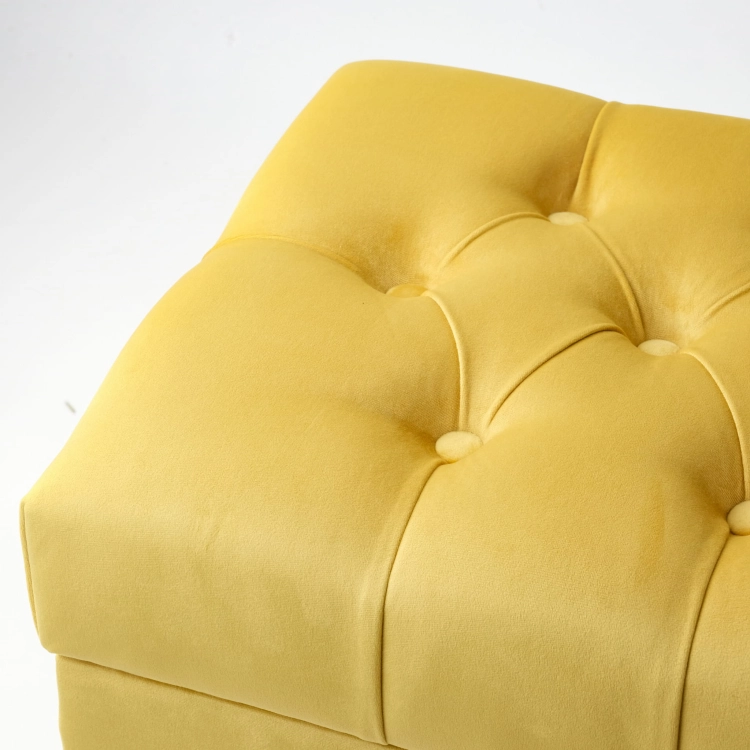 Pouf matelassé miel avec rangement