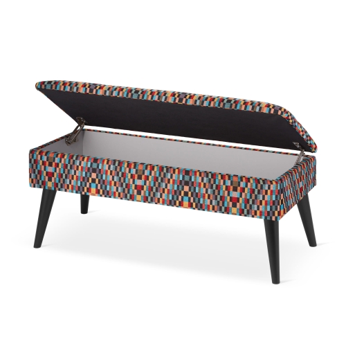 Pouf matelassé élégant avec rangement dans un revêtement coloré