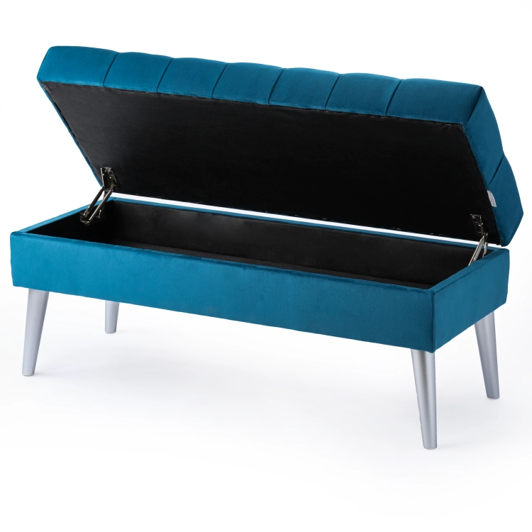 Pouf matelassé turquoise avec rangement