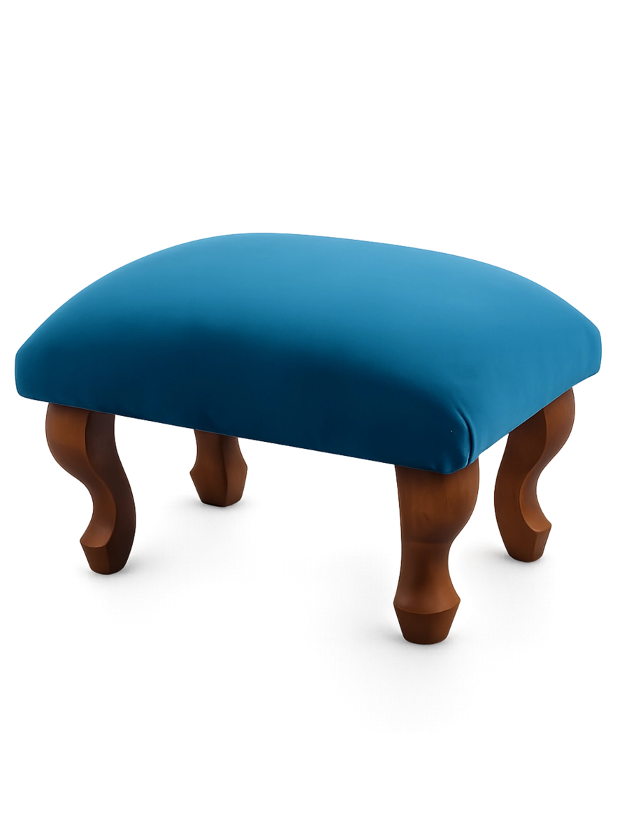 Repose-pieds bleu rembourré, un élément d'intérieur élégant et pratique
