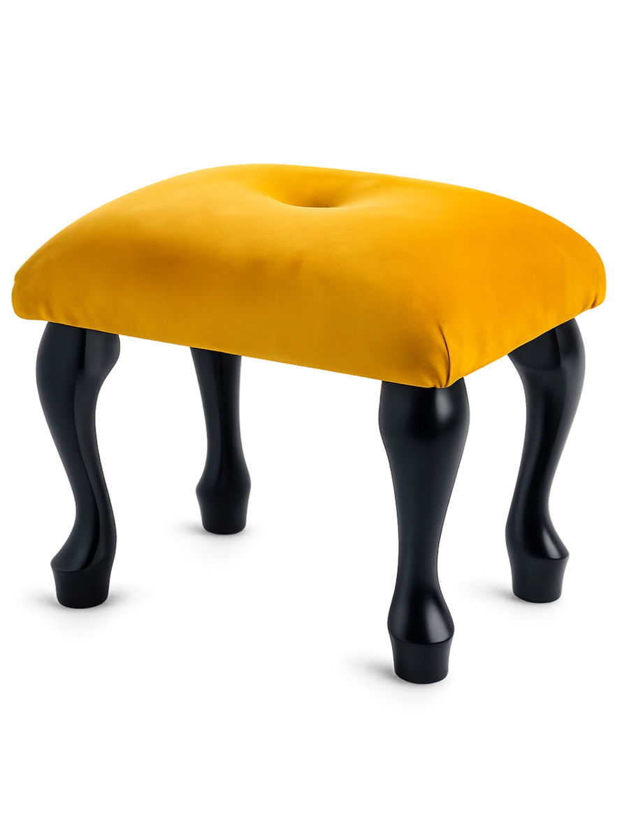 Tabouret de coiffeuse matelassé, couleur papaye intense, design moderne