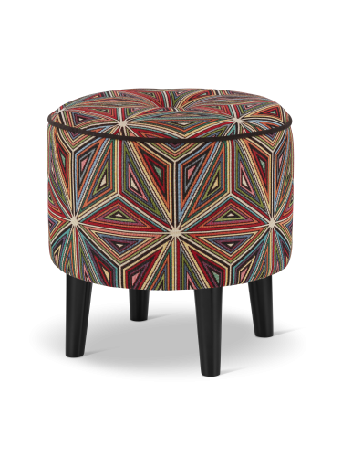 okrągła pufa w geometryczne wzory