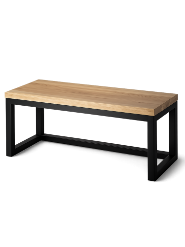 Banc avec plateau en bois et structure en métal de style industriel